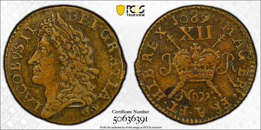 1689 Nov Shil S-6581E Gun Money AU50