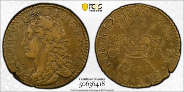 1689 Jan 1/2 Cr S-6579J Gun Money XF40