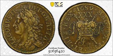 1689 Jan 1/2 Cr S-6579J Gun Money XF45