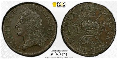 1690 May 1/2 Cr S-6580B Gun Money AU58