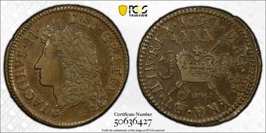 1690 June 1/2 Cr S-6580D Gun Money XF45