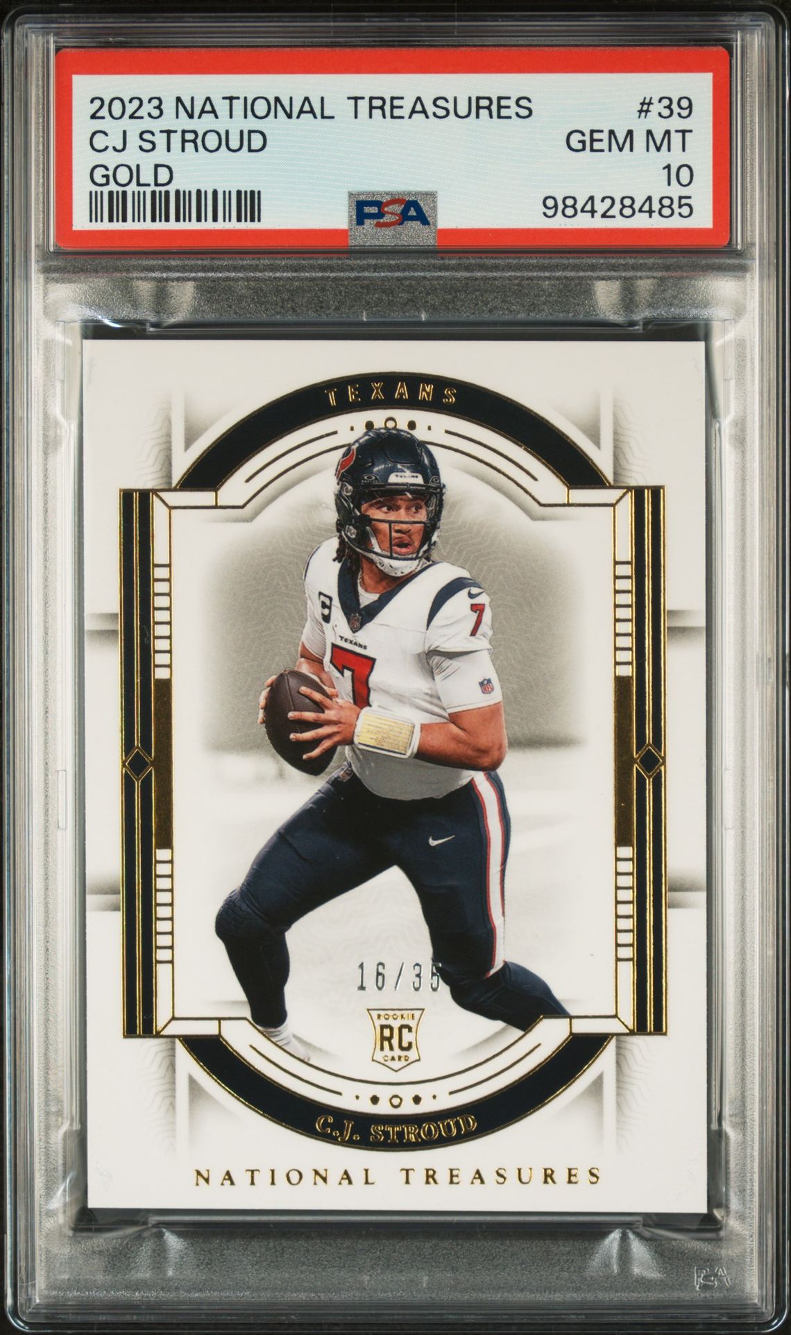 2023 Panini National Treasures Cj Stroud #39 (Gold) Gem Mt 10 front