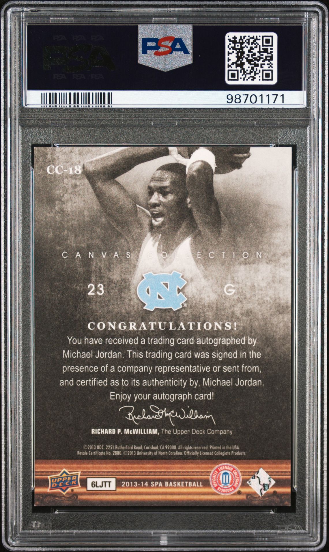 2013 Sp Authentic Canvas Collection Michael Jordan #Cc-18 (Canvas Collection-Auto.) Nm 7 back