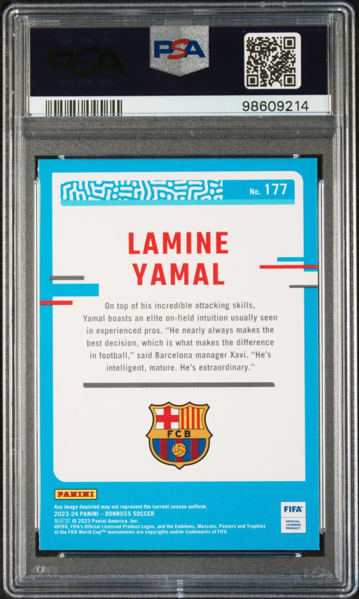 2023-24 Panini Donruss Fifa Lamine Yamal #177 Gem Mt 10 back