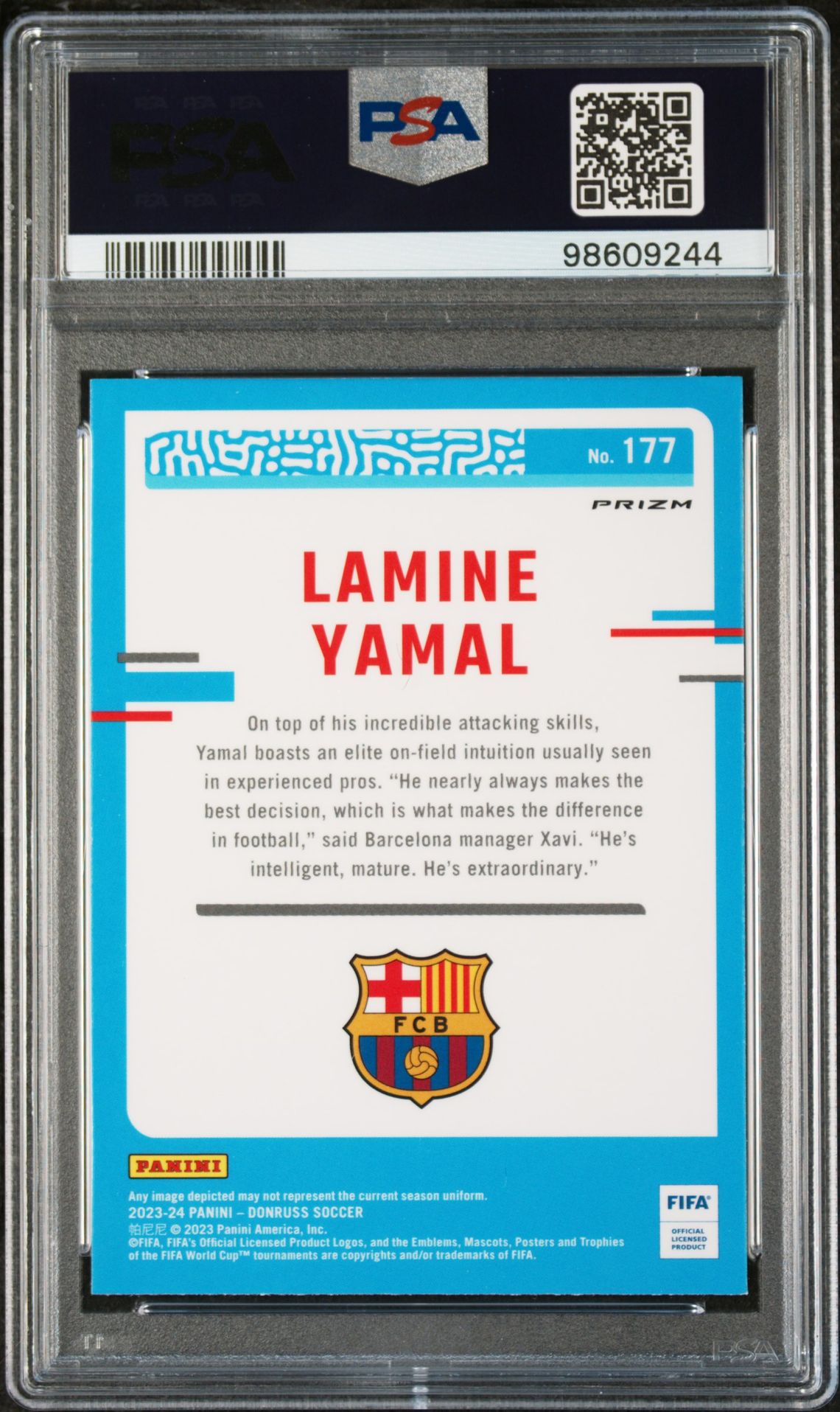 2023-24 Panini Donruss Fifa Lamine Yamal #177 (Optic-Holo) Mint 9 back