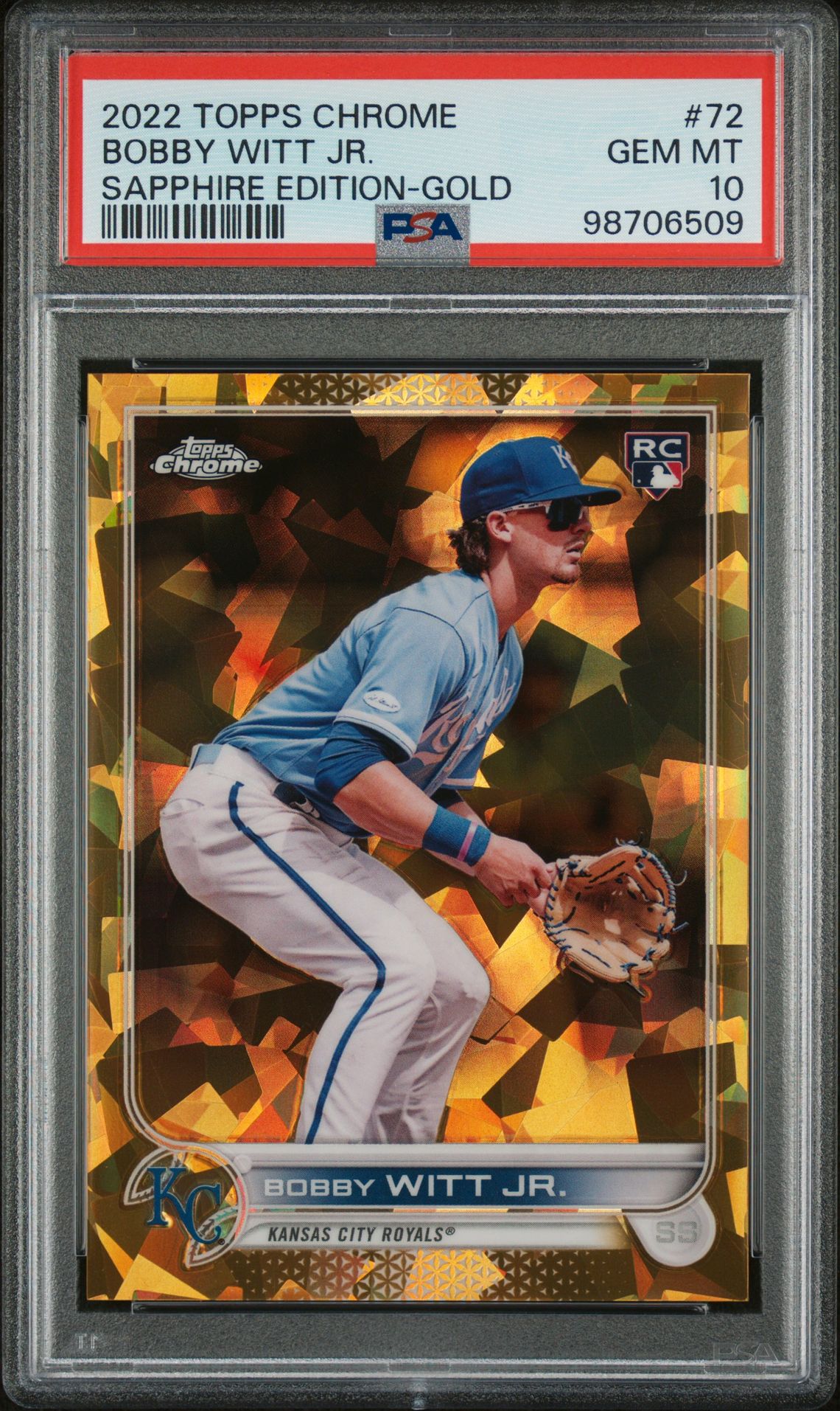 2022 Topps TOPPS CHROME SAPPHIRE EDITION GOLD #72 Bobby Witt Jr. front