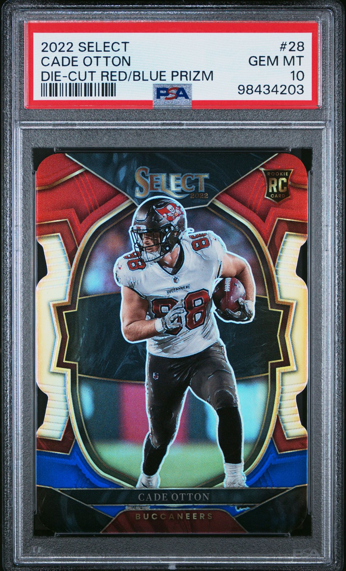 2022 Panini Select Cade Otton #28 (Die-Cut Red/Blue Prizm) Gem Mt 10 front