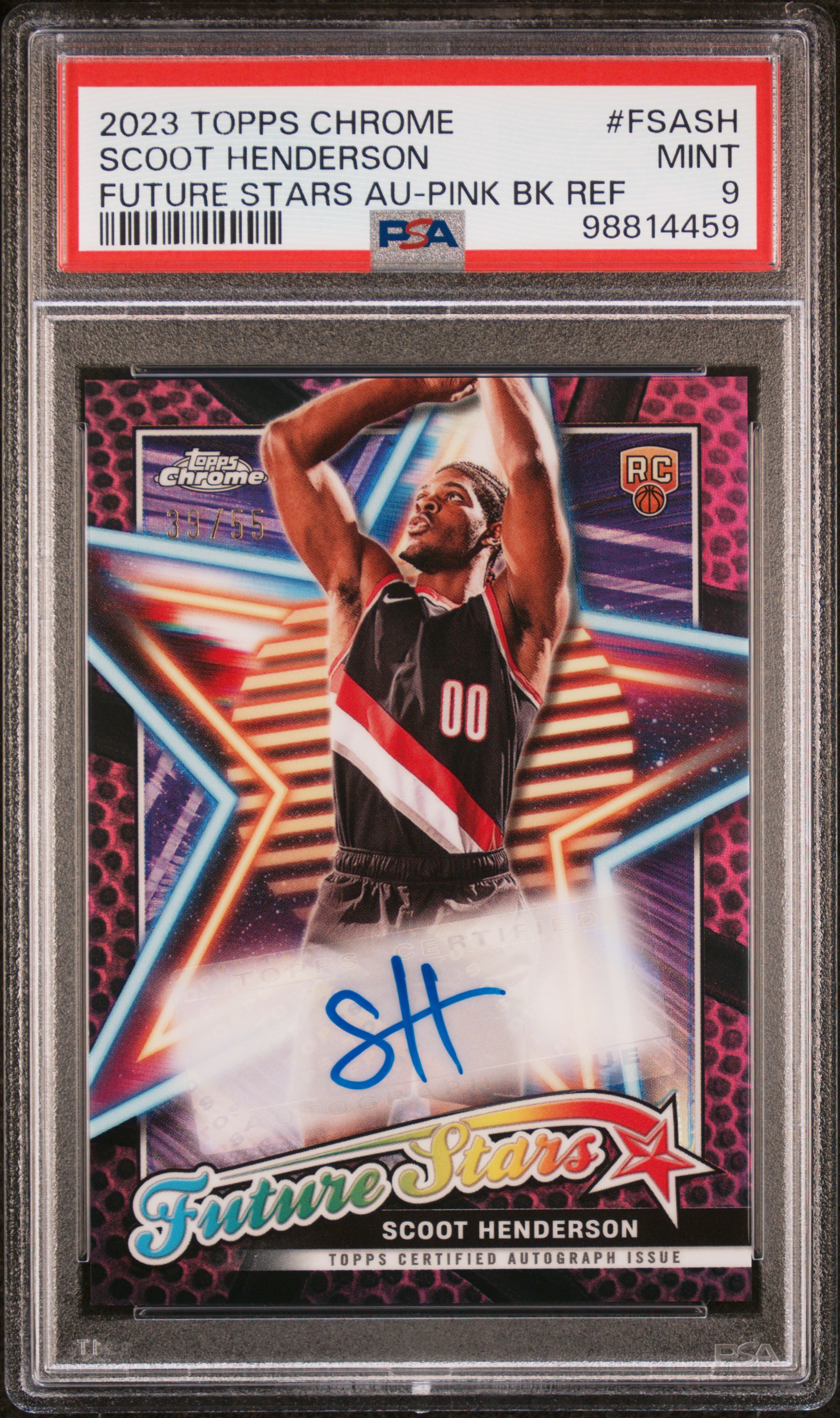 2023 Topps Chrome Future Stars Autographs Scoot Henderson #Fsash (Future Stars Au-Pink Bk Ref) Mint 9 front