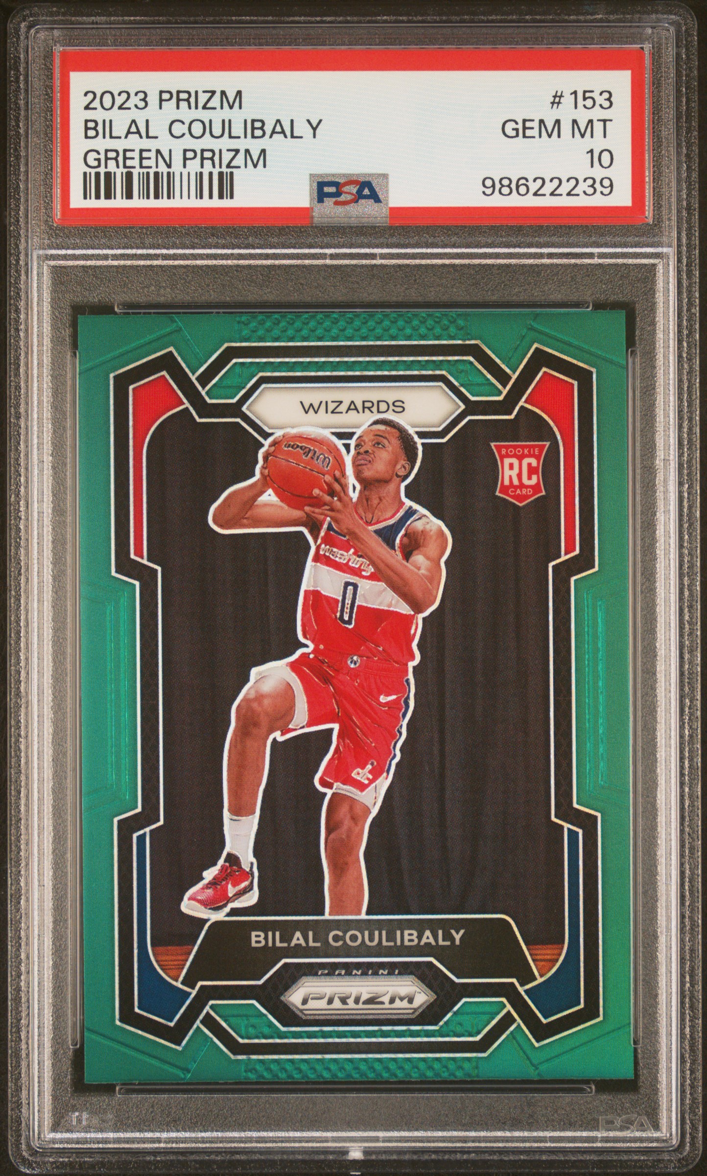 2023 Panini Prizm Bilal Coulibaly #153 (Green Prizm) Gem Mt 10 front