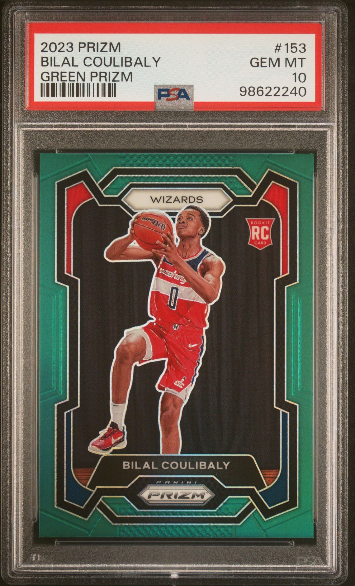 2023 Panini Prizm Bilal Coulibaly #153 (Green Prizm) Gem Mt 10 front