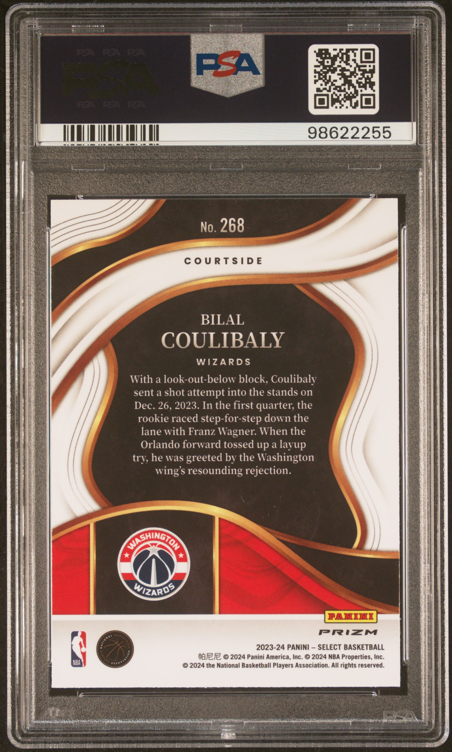 2023 Panini Select Bilal Coulibaly #268 (Tectonic) Gem Mt 10 back