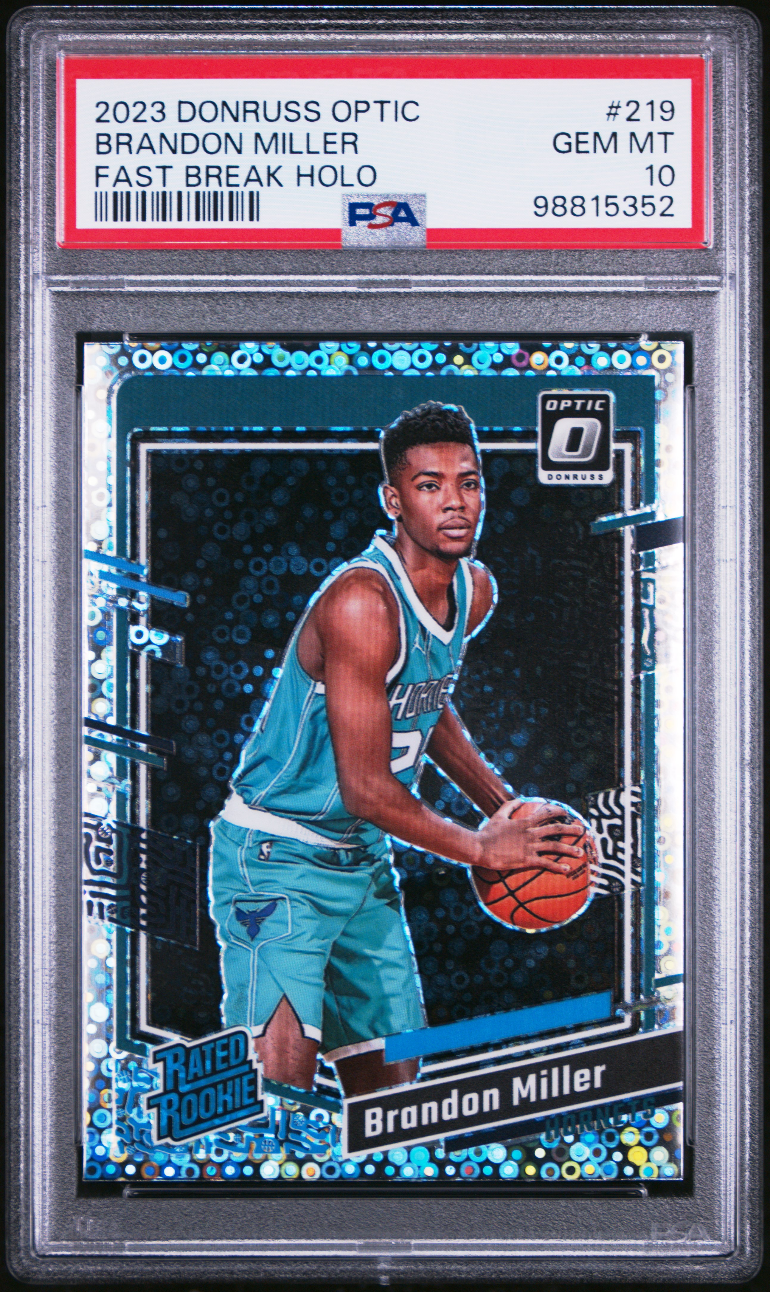 2023 Panini Donruss Optic Brandon Miller #219 (Fast Break Holo) Gem Mt 10 front