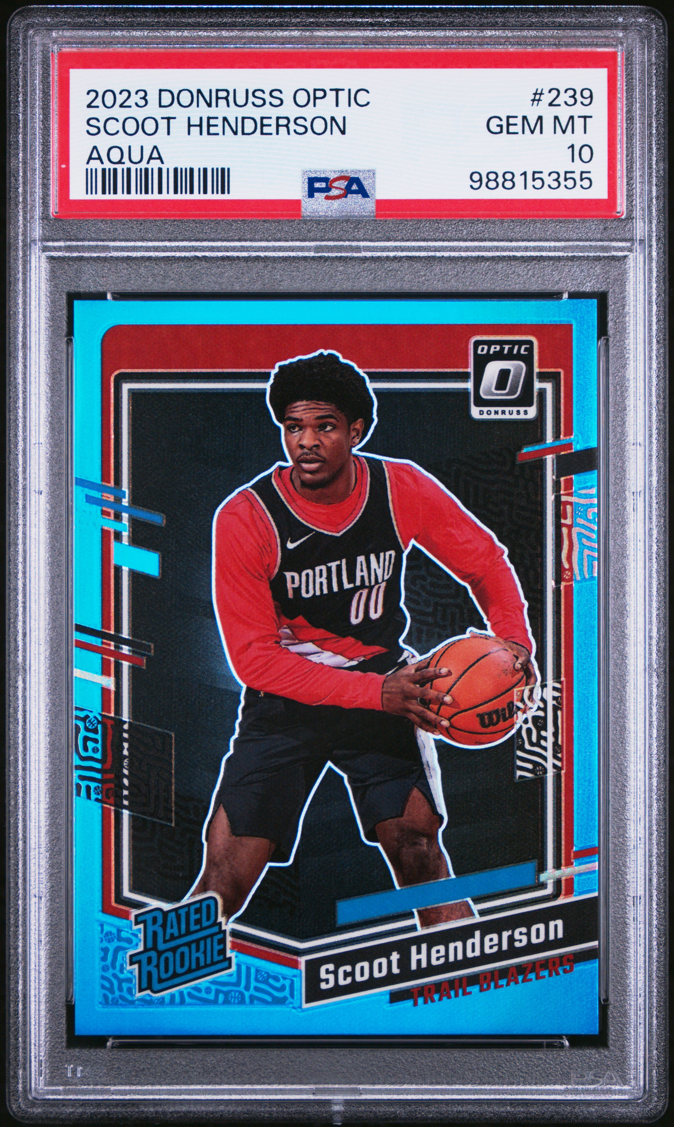 2023 Panini Donruss Optic Scoot Henderson #239 (Aqua) Gem Mt 10 front