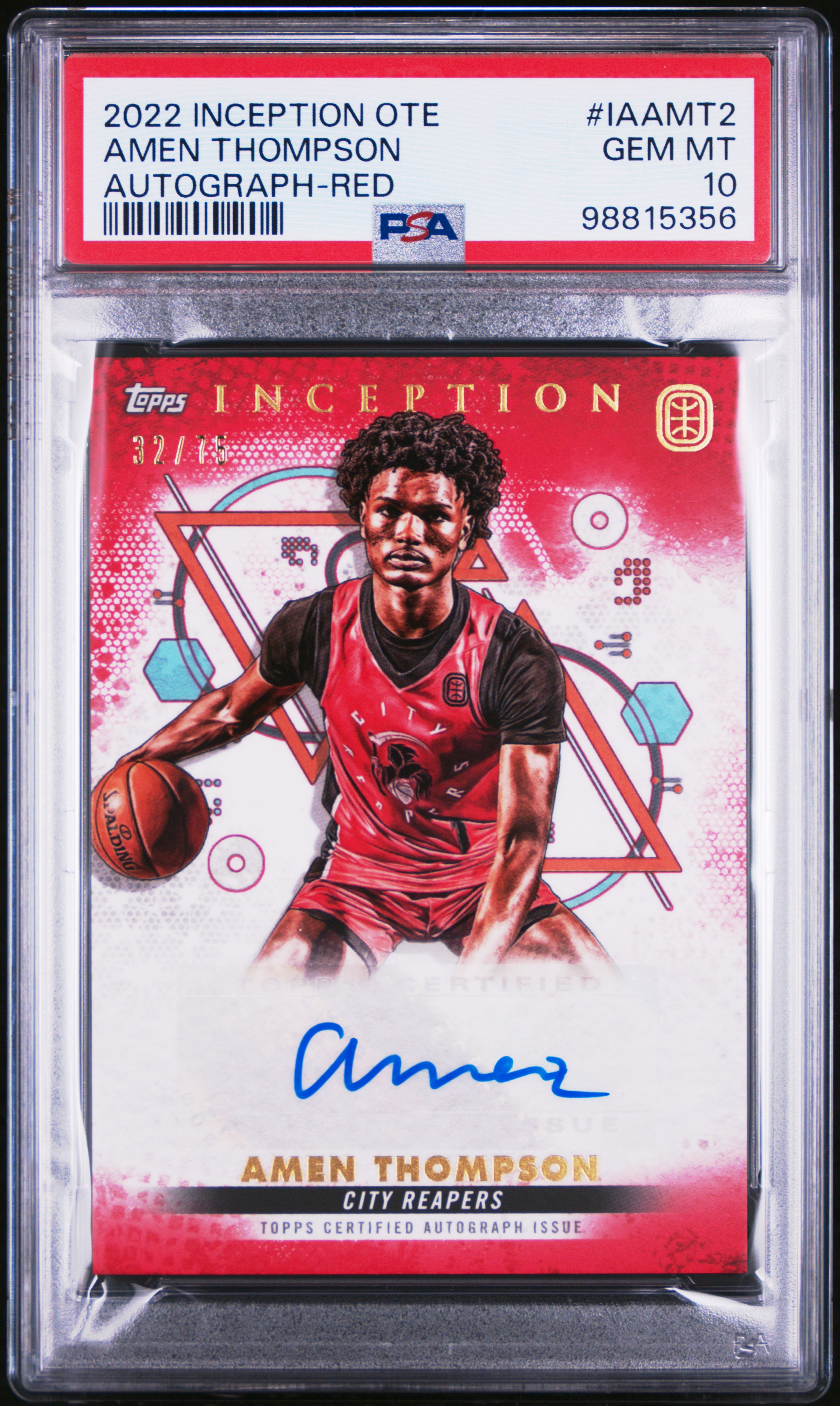 2022 Topps Inception Ote Overtime Elite Autographs Amen Thompson #Iaamt2 (Autograph-Red) Gem Mt 10 front