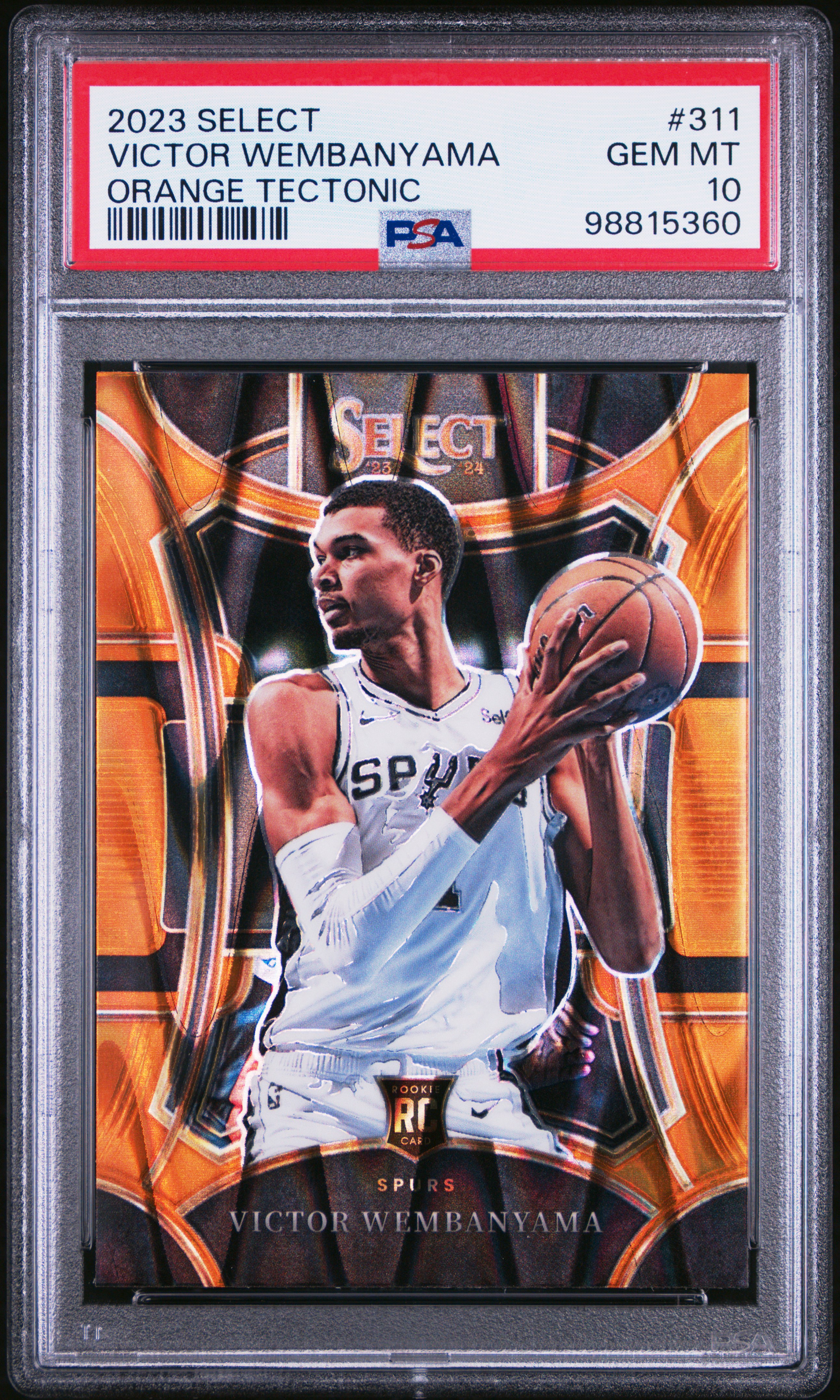 2023 Panini Select Victor Wembanyama #311 (Orange Tectonic) Gem Mt 10 front