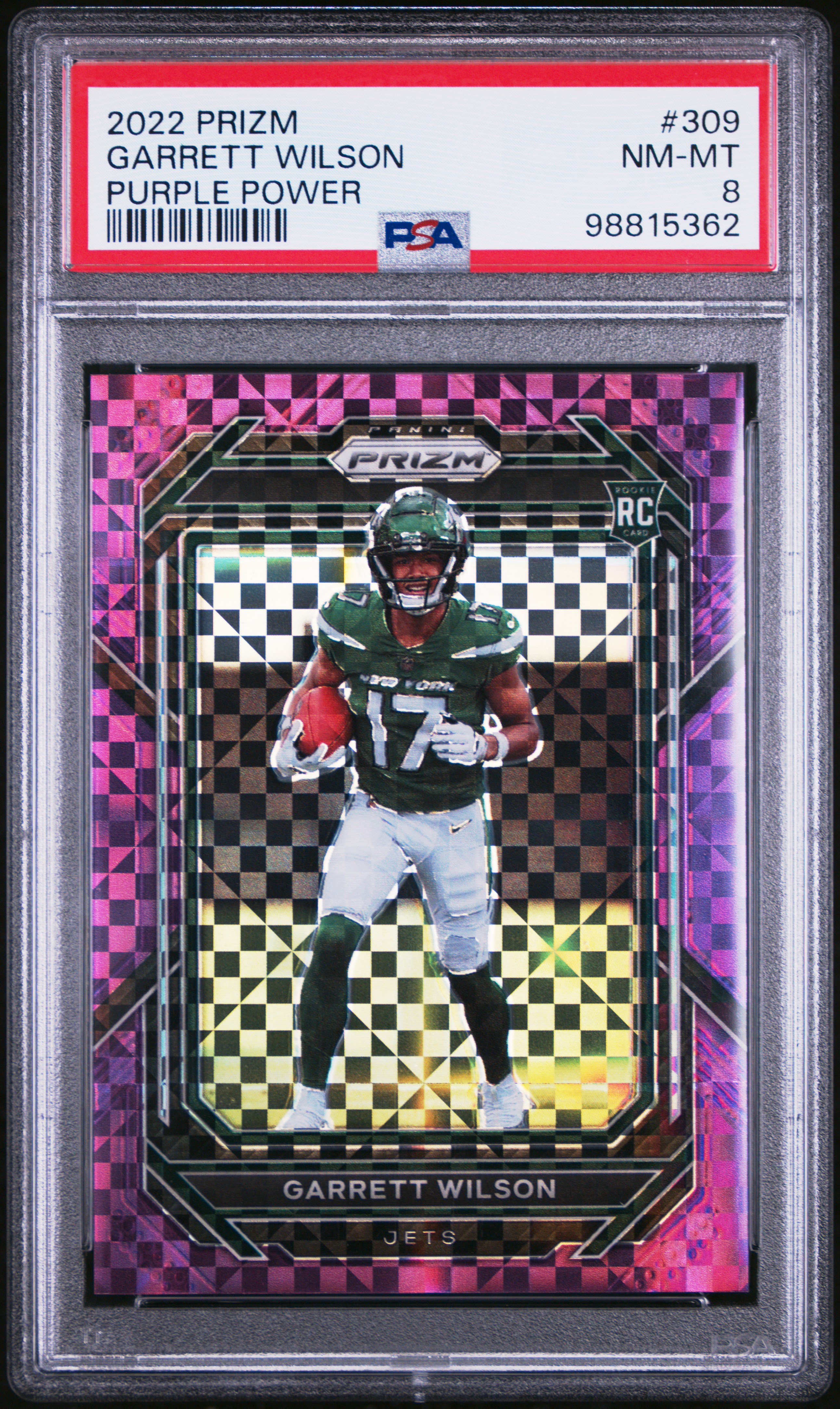 2022 Panini Prizm Garrett Wilson #309 (Purple Power) Nm-Mt 8 front