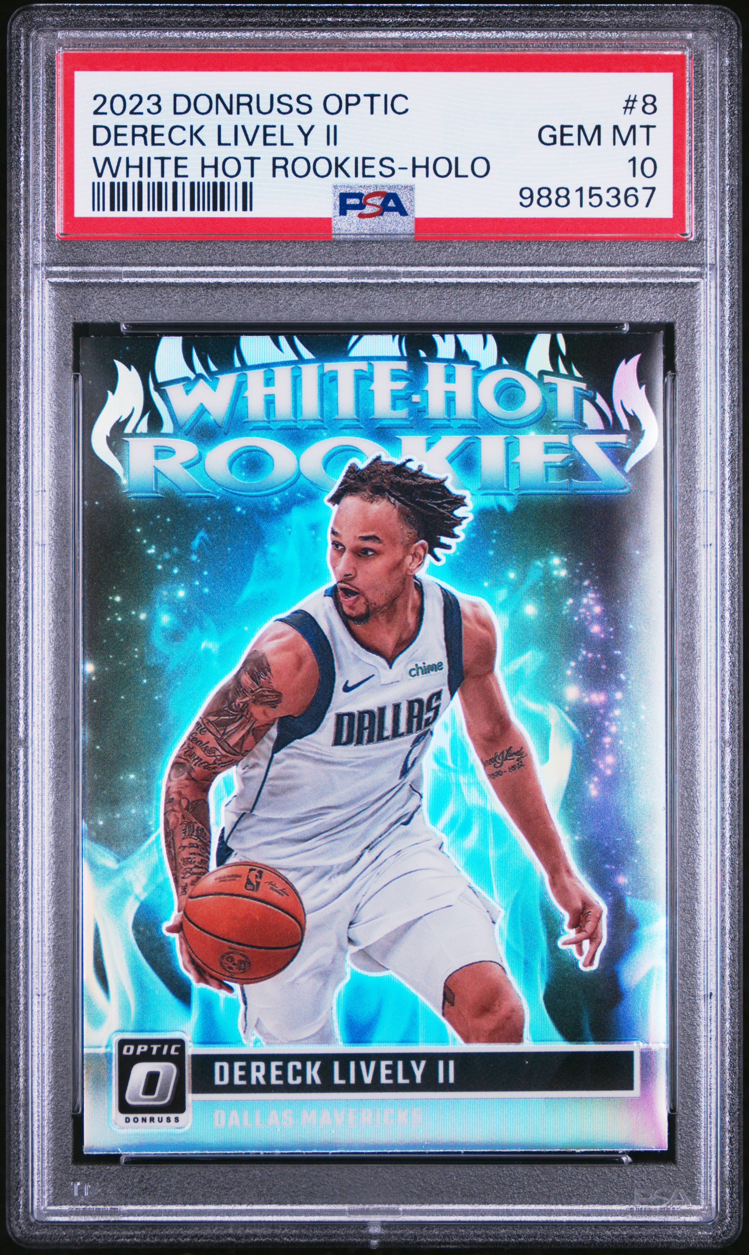 2023 Panini Donruss Optic White Hot Rookies Dereck Lively Ii #8 (White Hot Rookies-Holo) Gem Mt 10 front