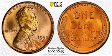1955-D 1C MS67RD