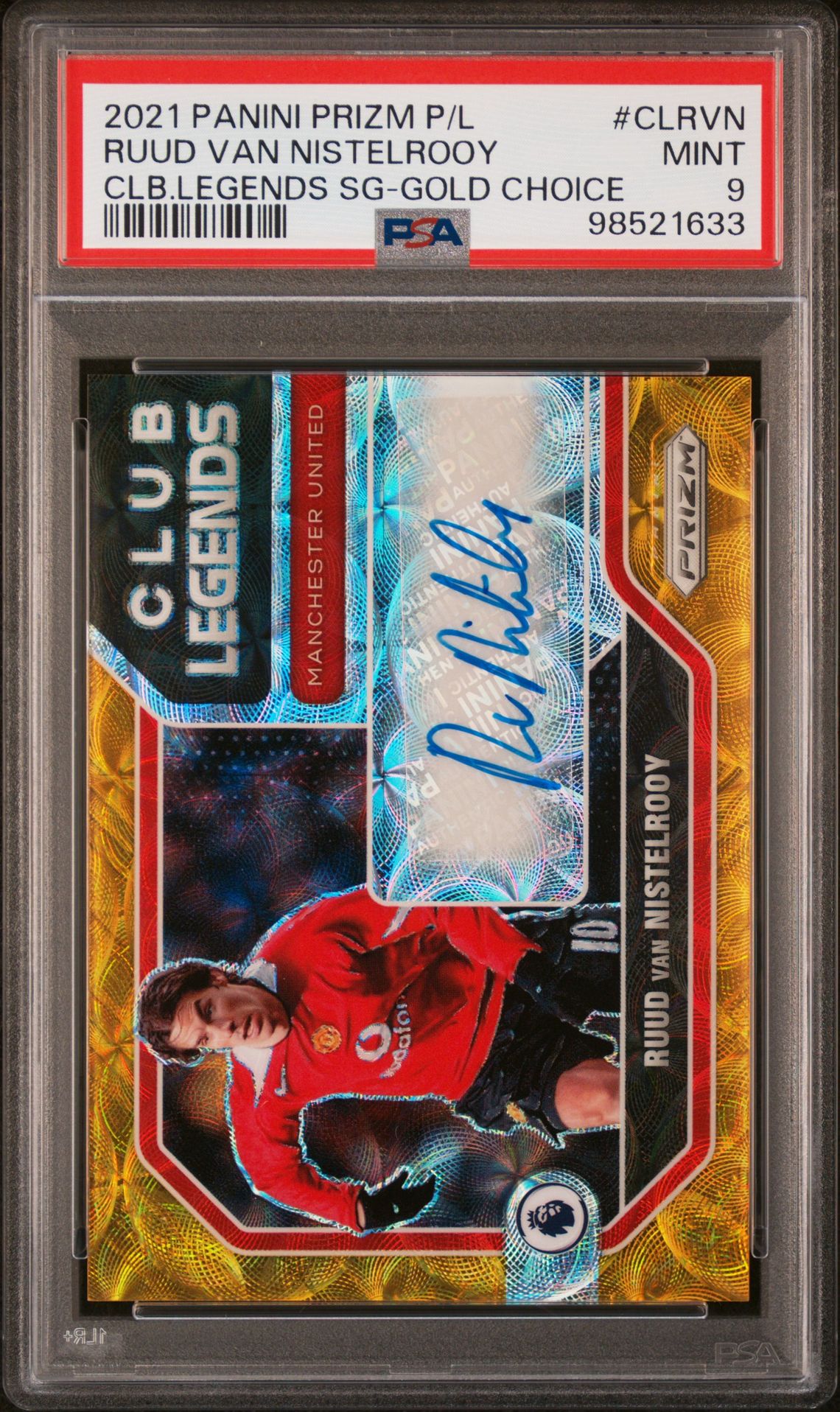 2021 Panini PANINI PRIZM PREMIER LEAGUE CLUB LEGENDS SIGNATURES CLB.LEGENDS SG-GOLD CHOICE #CLRVN Ruud Van Nistelrooy front