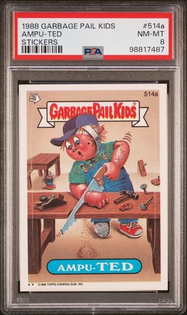 1988 GARBAGE PAIL KIDS STICKERS Garbage Pail Kids #514a AMPU-TED front
