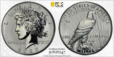 2023-S $1 Peace Dollar Rev PR Two-Coin Reverse Proof Set PR69