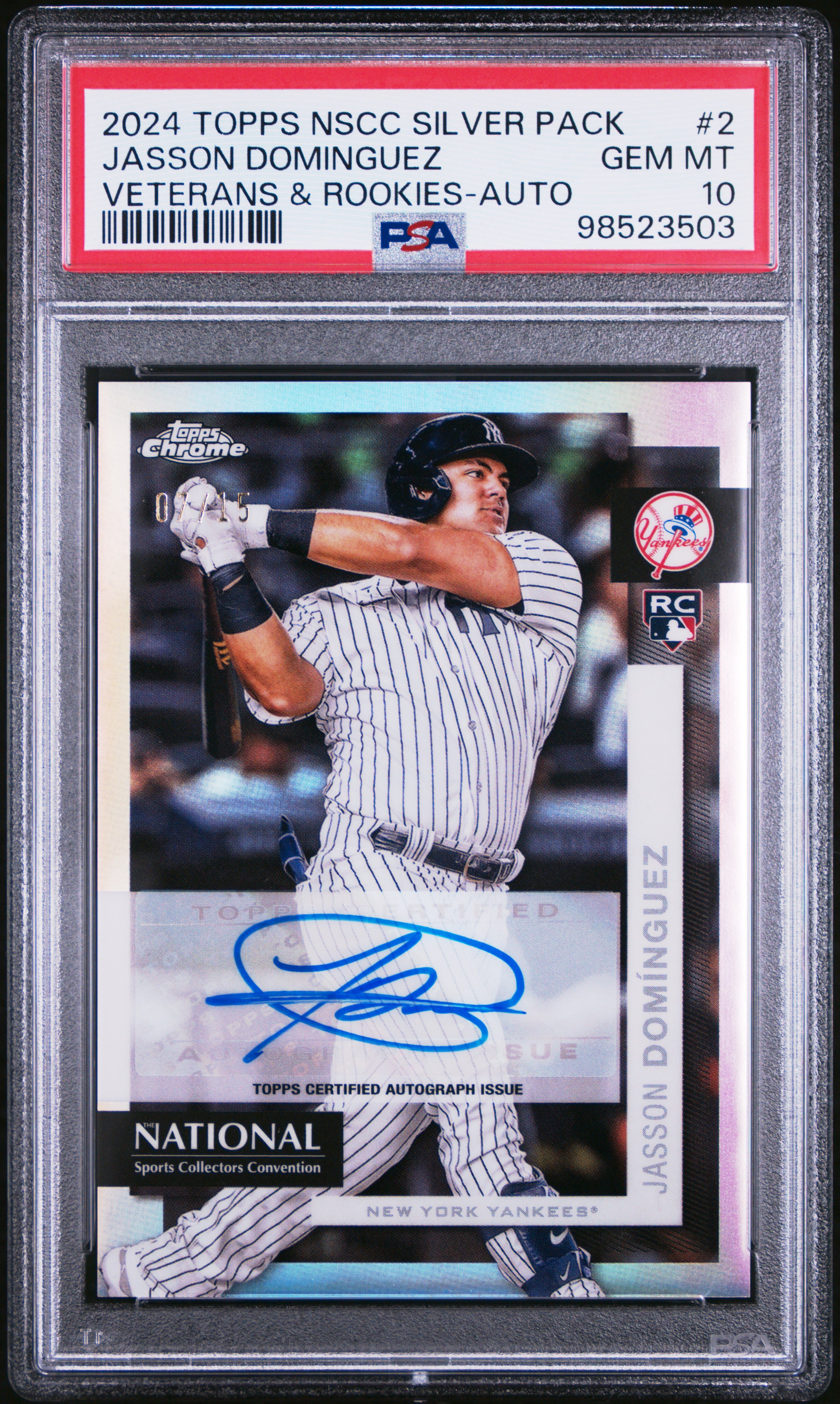 2024 Topps National Sports Collectors Convention Silver Pack Veterans And Rookies Jasson Dominguez #2 (Veterans & Rookies-Auto) Gem Mt 10 front