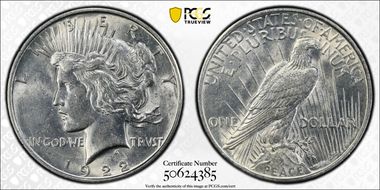 1922-D $1 AU58
