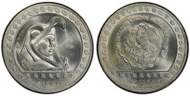 1992-Mo 100 P Guerrero Aguila KM-556  Ag MS63
