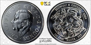 2024 £2 Beowulf & Grendel 1oz Ag MS69
