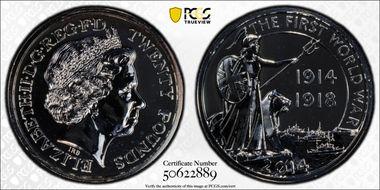 2014 £20 S-4900 WWI Outbreak of 1914 Ag MS66