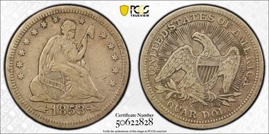 1853/4 25C Arrows and Rays VF25