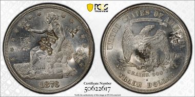 1876-S T$1 FS-301 RPD Chopmarked MS61