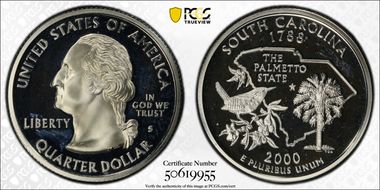 2000-S 25C South Carolina Silver PR68DCAM