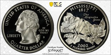 2002-S 25C Mississippi Silver PR69DCAM