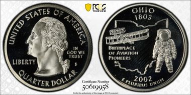 2002-S 25C Ohio Silver PR69DCAM
