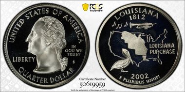 2002-S 25C Louisiana Silver PR69DCAM