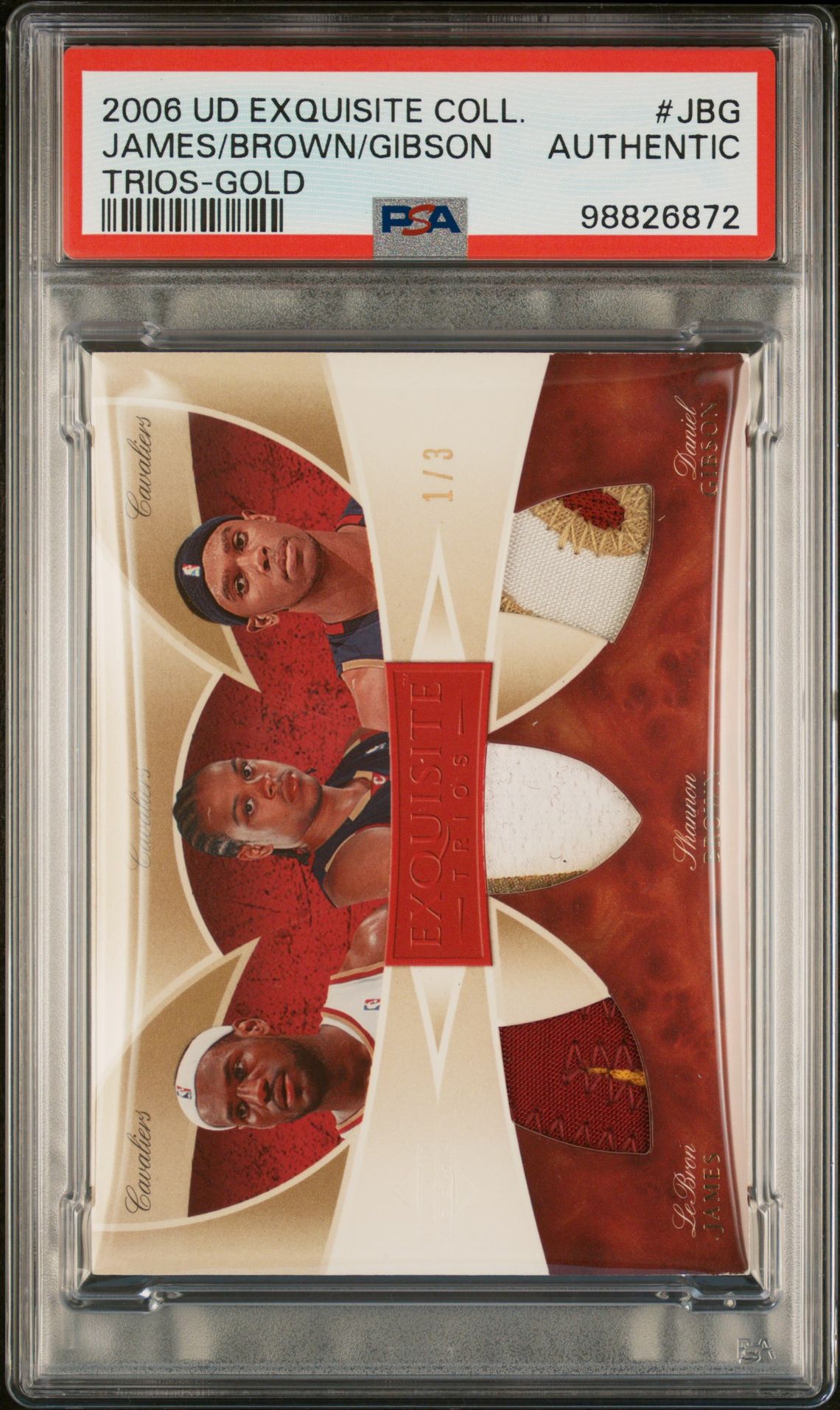 2006 Ud Exquisite Collection Trios James/Brown/Gibson #Jbg (Trios-Gold) N0: Authentic front