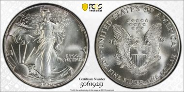1986 $1 Silver Eagle MS69