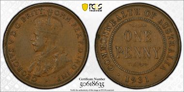 1931 (m) 1D Indian obverse Aligned date AU50BN