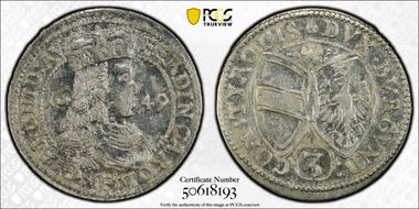 1649 3 Kr KM-852 Hall AU58