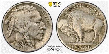 1928-S 5C 2 Feathers FS-401 VF25