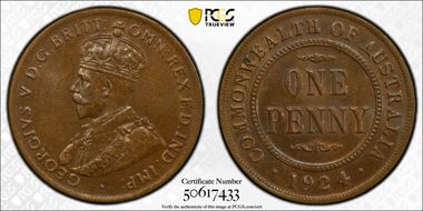 1924 (s) 1D Indian obverse MS63BN