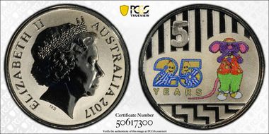 2017 5C Bananas in Pyjamas Colorized Frosted Uncirculated MS70