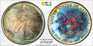 1992 $1 Silver Eagle MS67