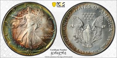 1987 $1 Silver Eagle MS64