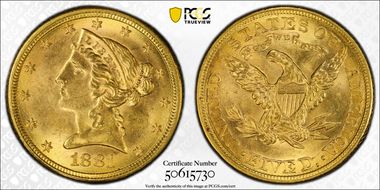 1881 $5 MS64
