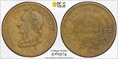 1783 1C Washington, Unity States VF20BN