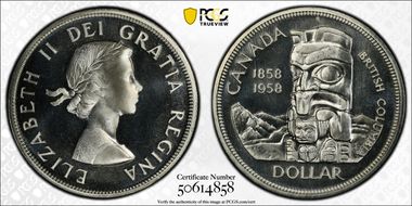 1958 S$1 British Columbia PL65CAM