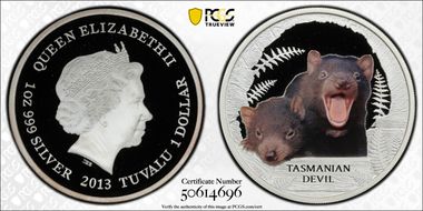 2013 $1 Tasmanian Devil Colorized PR69DCAM