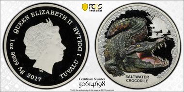 2017 $1 Saltwater Crocodile Colorized PR68DCAM